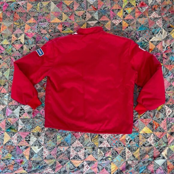 Vintage Ford Mustang Cobra Fleece Lined Striped Racing Jacket Size XL RED - Picture 8 of 8